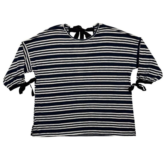 Weekend Suzanne Betro Striped Top Tie Sleeves & Back Nautical Plus Size 3X NWT - Picture 1 of 10